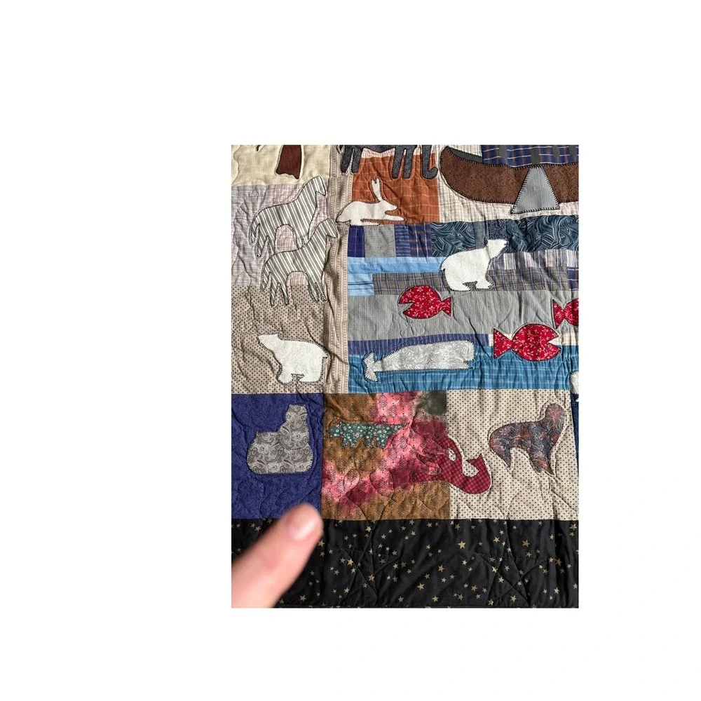 Handmade Noahs Ark Patchwork Applique Quilt Wall Hanging Nursery Decor 62 x 56‎